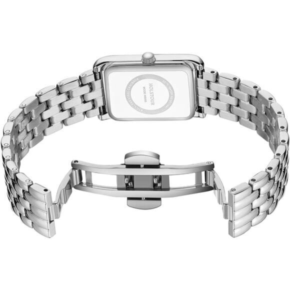 Elegant Rectangular Silver Women’s Watch | Stainless Steel Bracelet | Classic - Picture 4 of 4